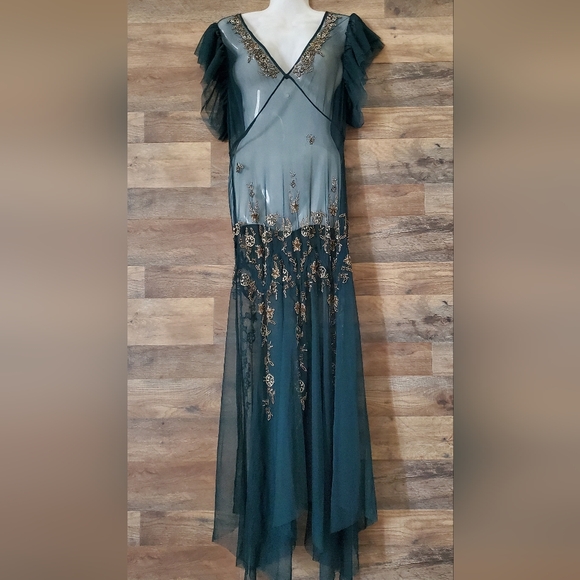 Free People Annabelle Embellished Green Maxi Slip Dress - Picture 10 of 10